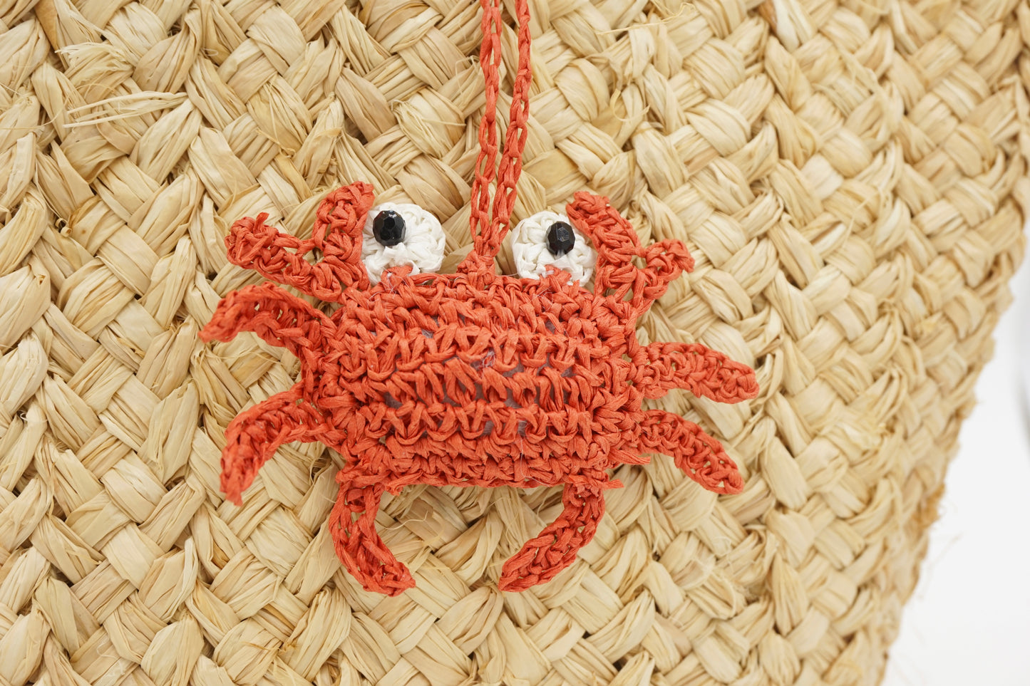 Googly-Eye Red Crab Crochet Beach Bag Charm