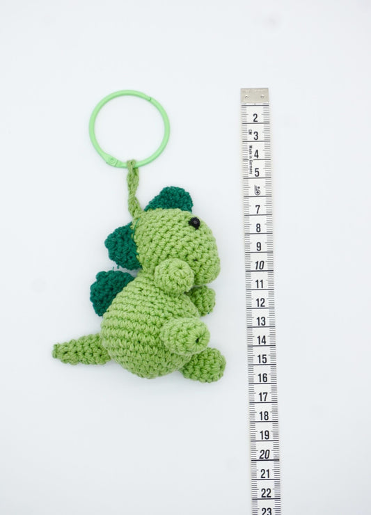 Hand-Crocheted Dinosaur Keychain - Amigurumi Cotton Bag Charm