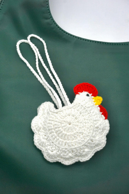 Hen Bag Charm - Eco Cotton Yarn Farm Animal Ornament