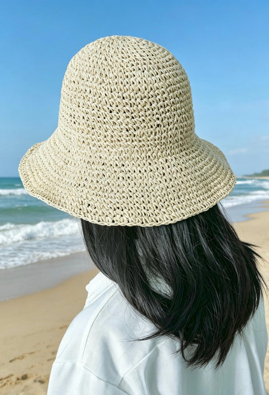 Raffia Bucket Hat - Palm Tree Patch