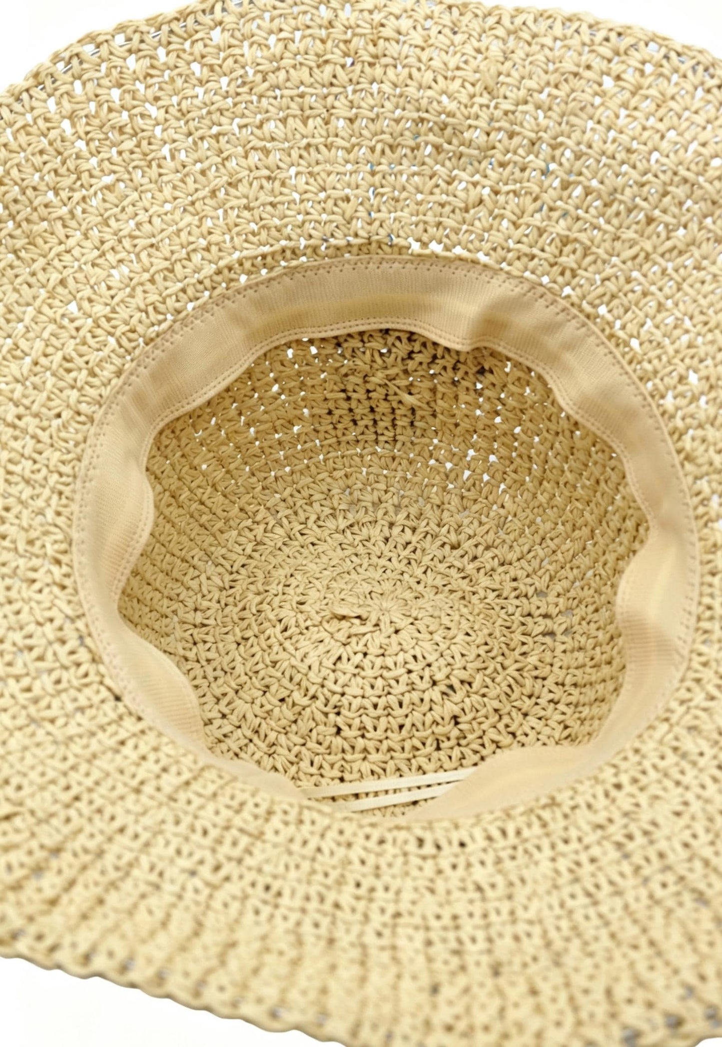 Hand Crochet Raffia Bucket Hat – Wide Brim Boho Summer Sun Protection