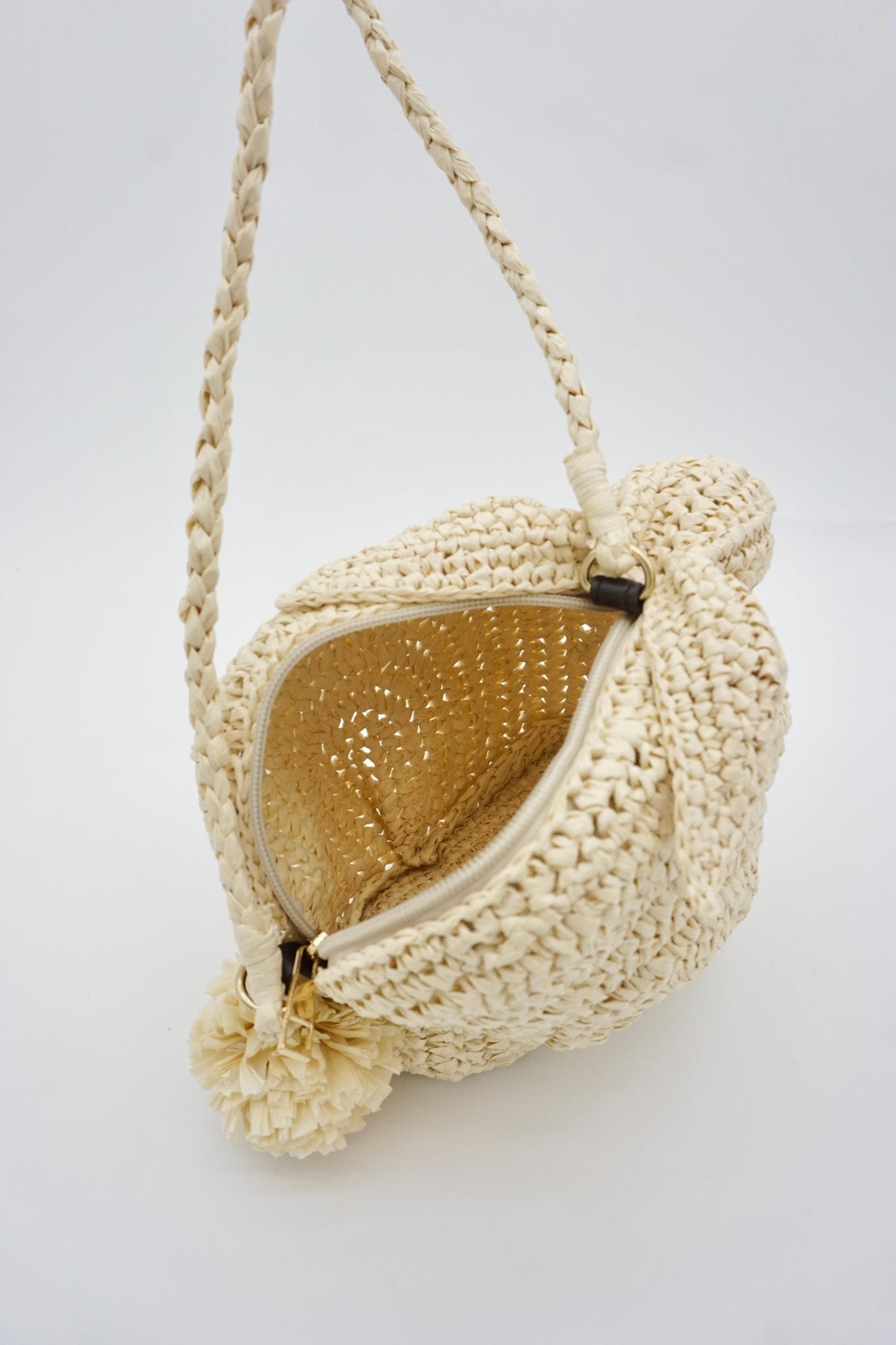 Handmade Raffia Bunny Bag – Woven Rabbit Straw Purse with Pom Pom Tail