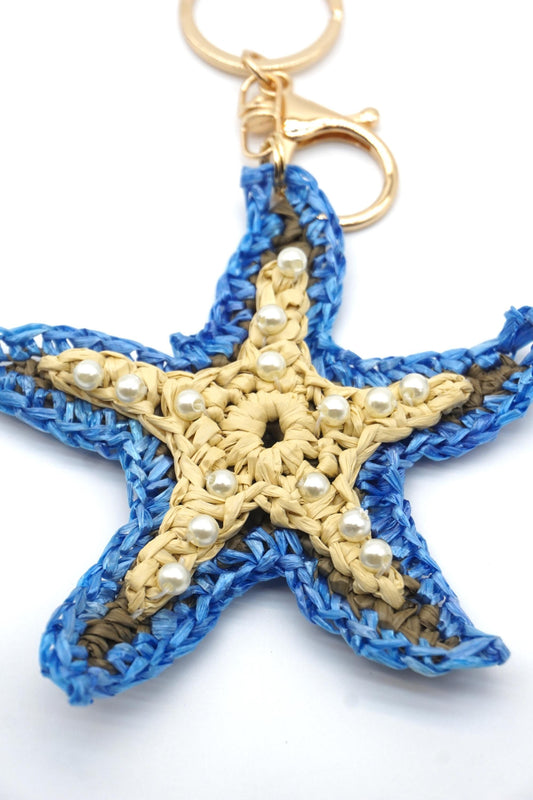 Starfish Keychain: Beach Pearl Bag Charm Accent