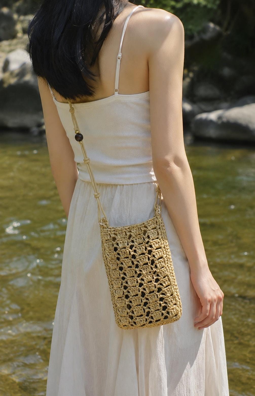 Crochet Raffia Cell Phone Crossbody Fits Max Ultra Woven Travel Passport Sunglass Case Holder