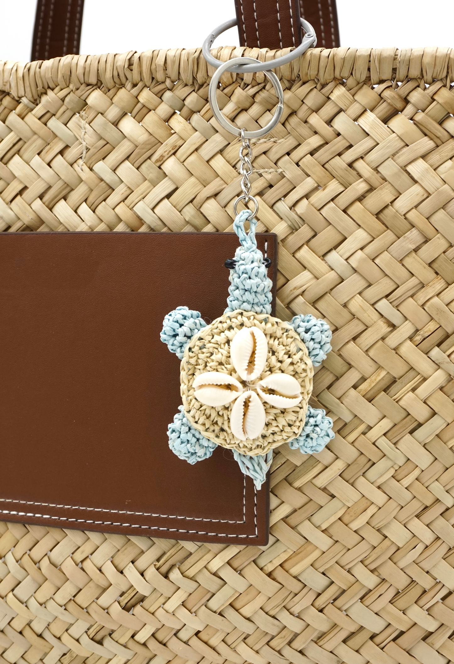 Coastal Blue Turtle Pendant with Cowrie Shells