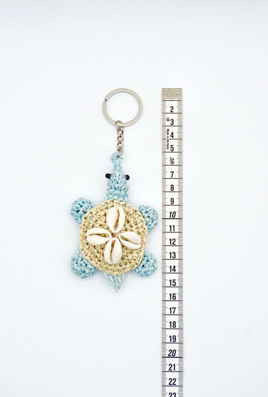 Coastal Blue Turtle Pendant with Cowrie Shells Bag Charm Bag Charm