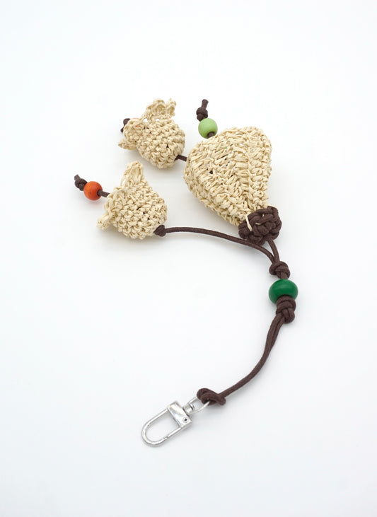 Neutral Bellflower Tassel Bag Charm Keychain
