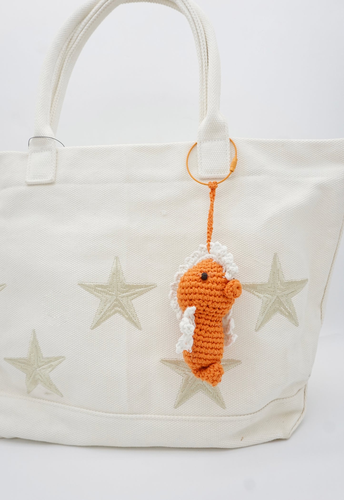 Sunset Orange Crochet Seahorse Charm