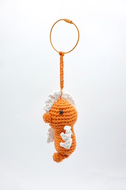 Sunset Orange Crochet Seahorse Charm