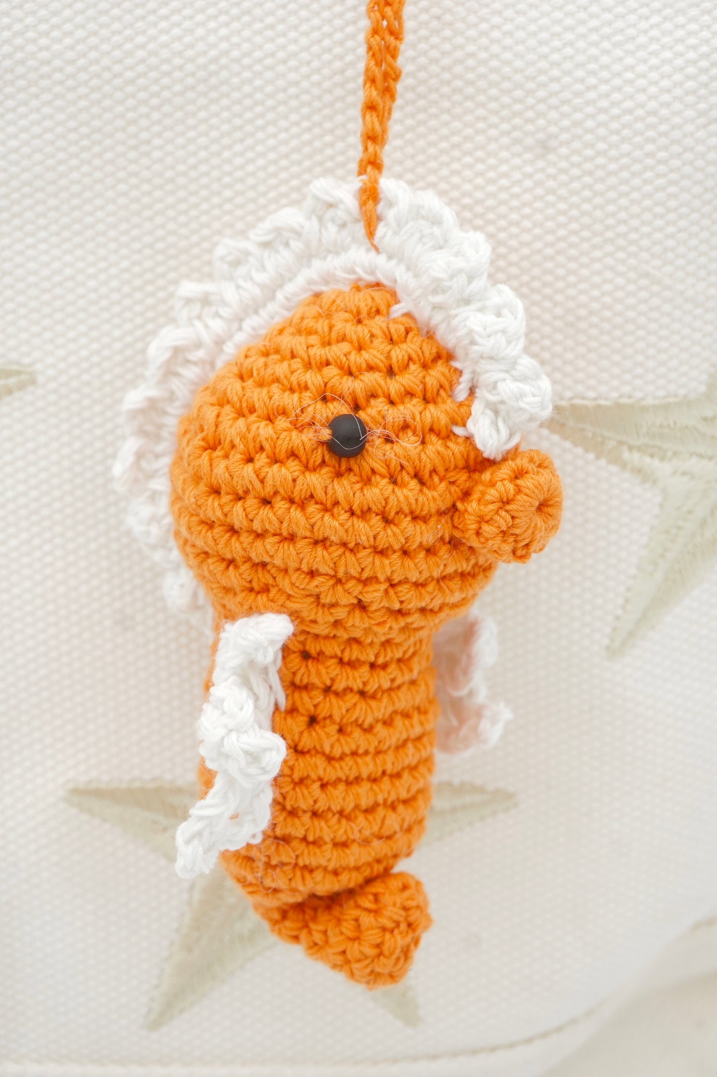 Sunset Orange Crochet Seahorse Charm