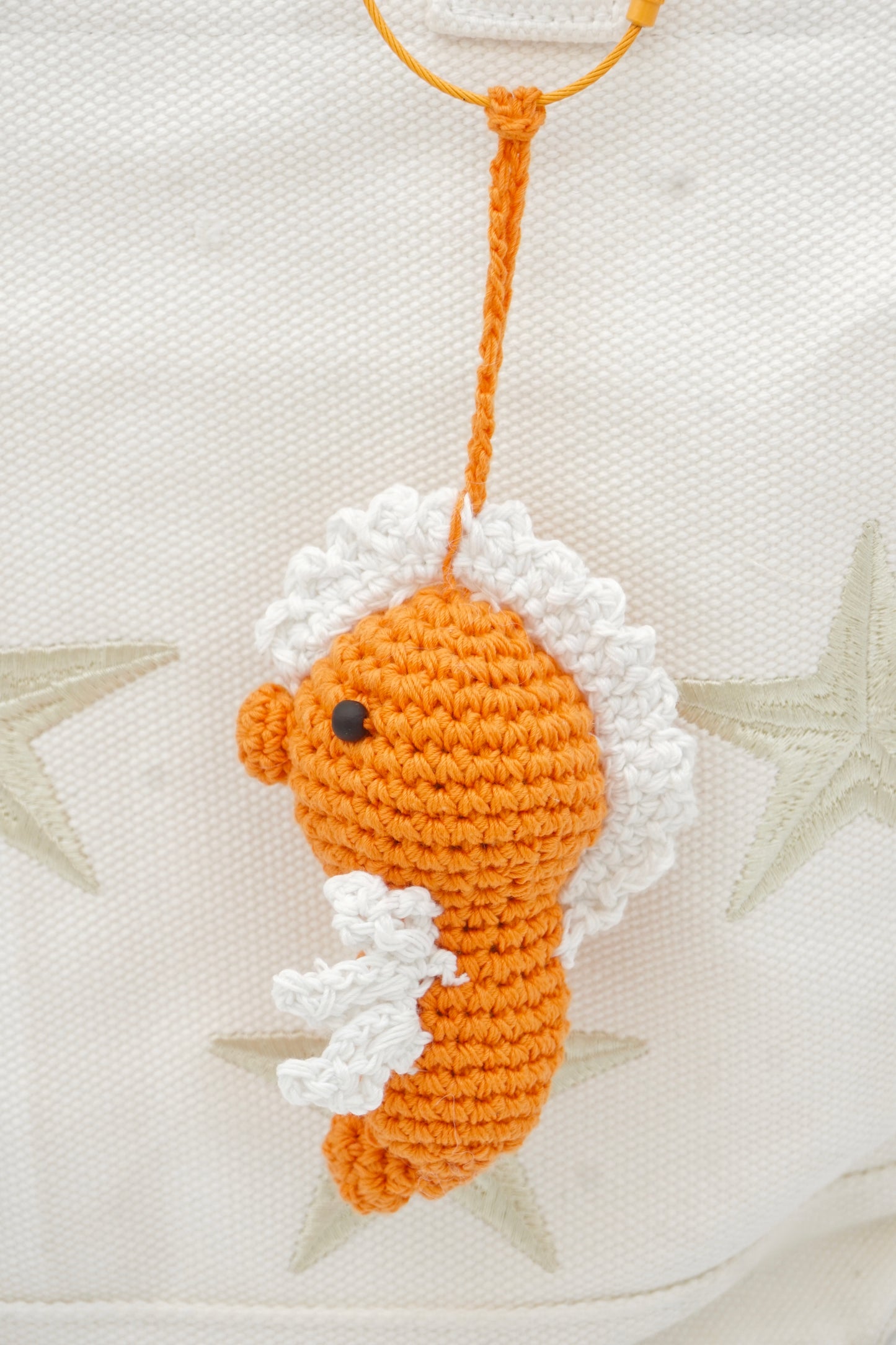 Sunset Orange Crochet Seahorse Charm