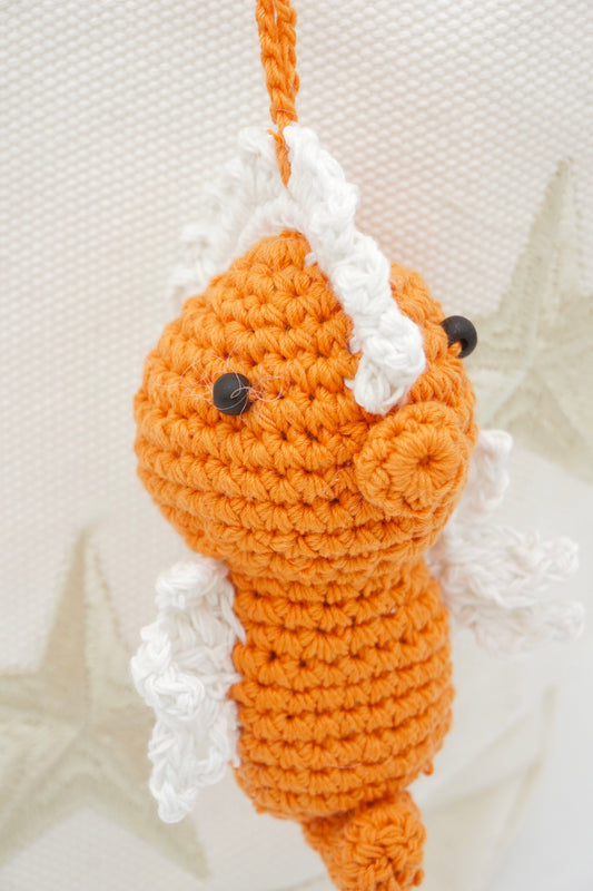 Sunset Orange Crochet Seahorse Charm Bag Charm Keychain