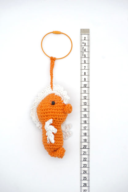 Sunset Orange Crochet Seahorse Charm