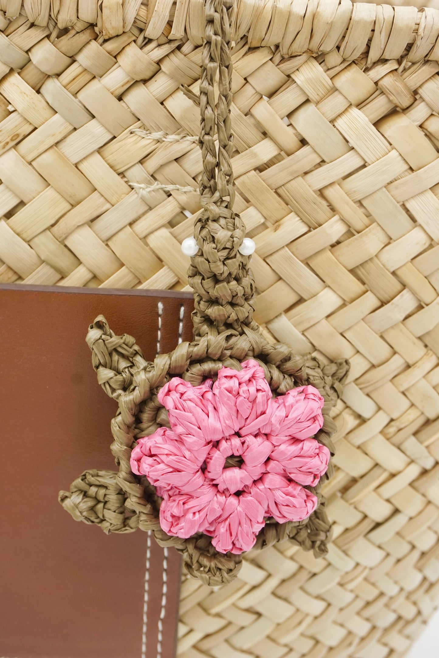 Blossom Turtle Woven Bag Charm