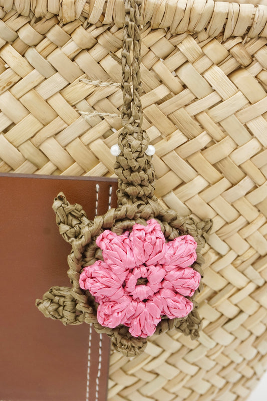 Blossom Turtle Woven Bag Charm keychain bag charm
