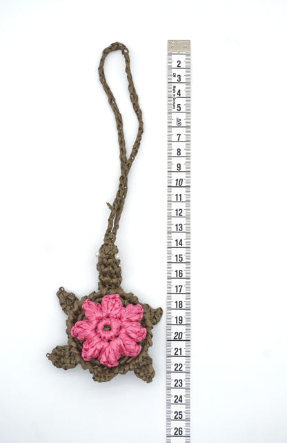 Blossom Turtle Woven Bag Charm