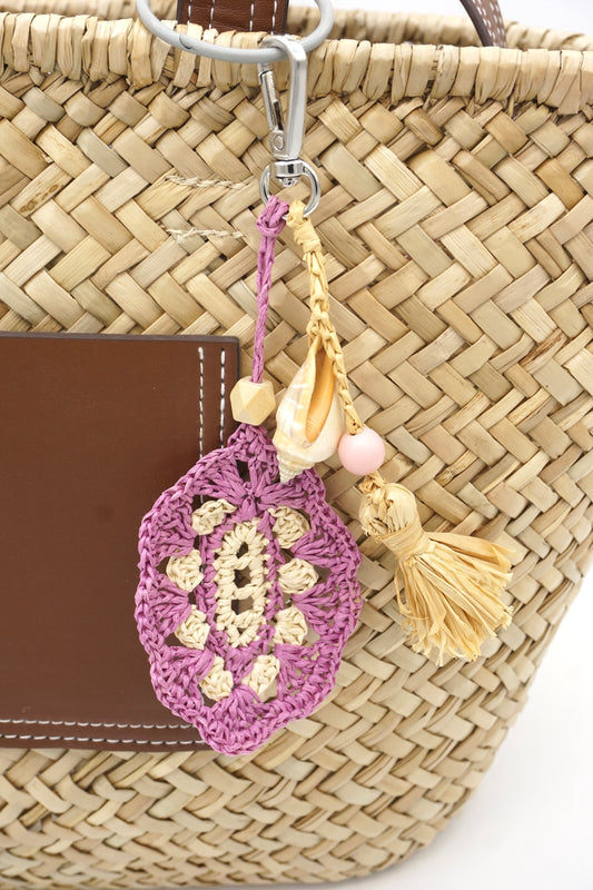 Tropical Floral & Shell Tote Pendant
