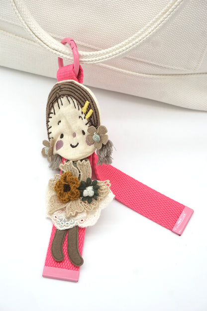 Forest-themed embroidered girl bag hanger Cute fabric doll decorative