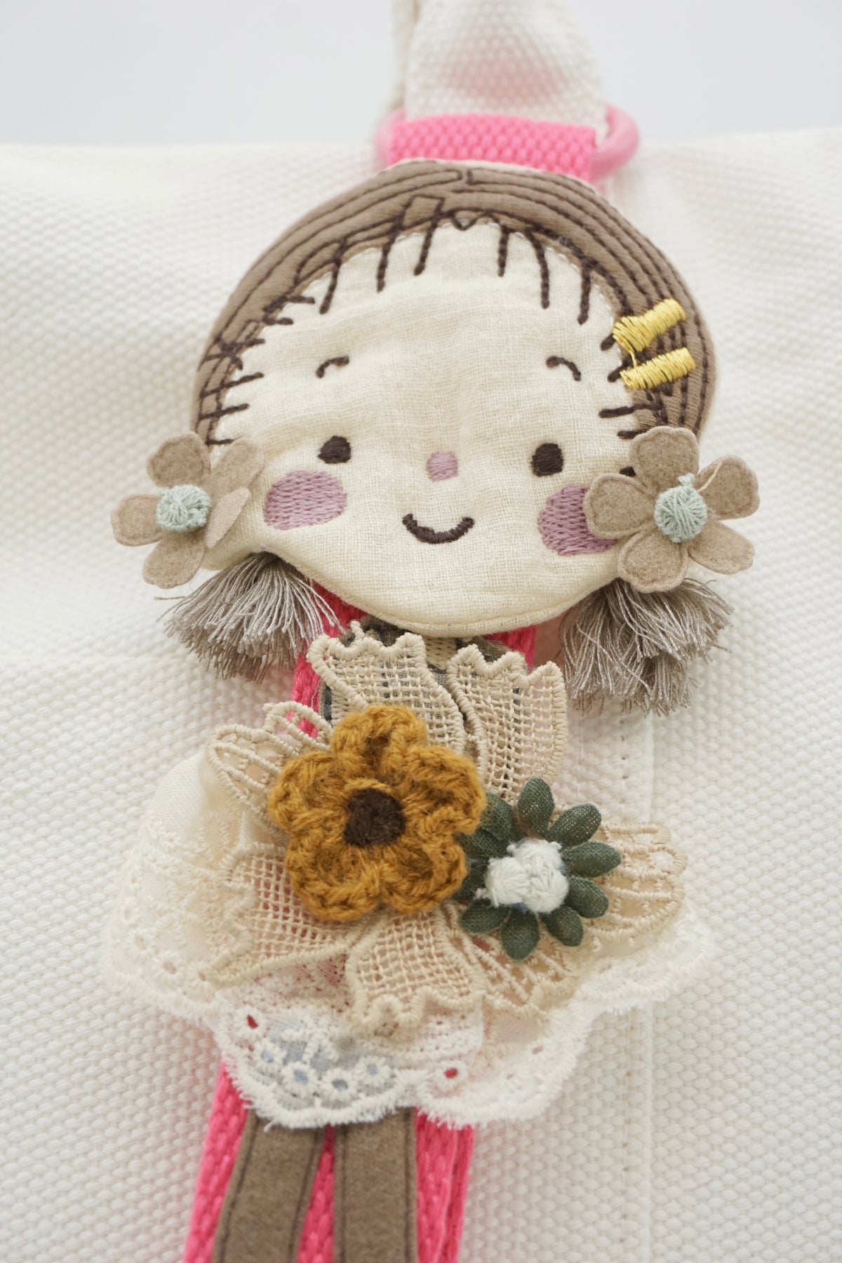 Forest-themed embroidered girl bag hanger Cute fabric doll decorative