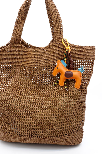 Retro Leather Pony Bag Charm Bag Charm Keychain