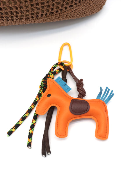 Retro Leather Pony Bag Charm Bag Charm Keychain