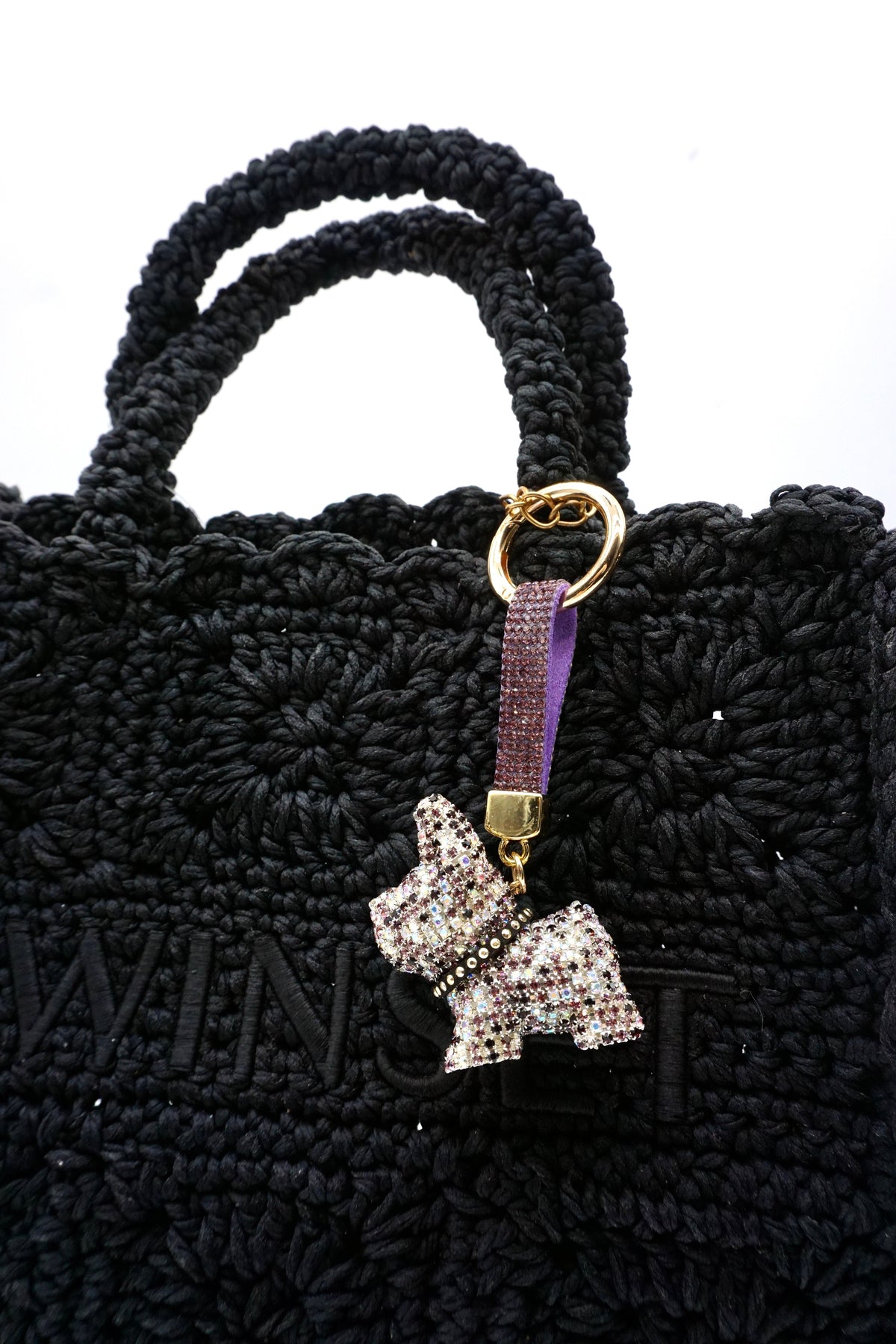 Crystal diamond Puppy Charm Bag Charm Keychain
