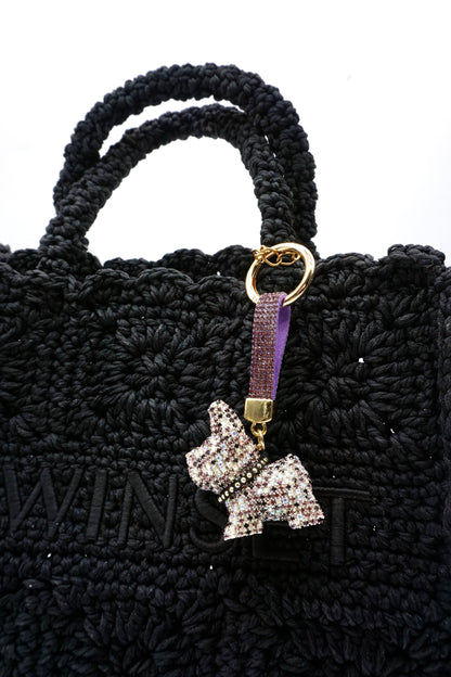 Crystal diamond Puppy Charm Bag Charm Keychain