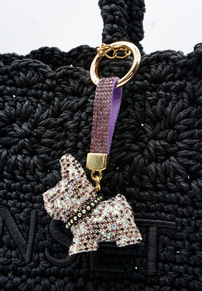 Crystal diamond Puppy Charm Bag Charm Keychain
