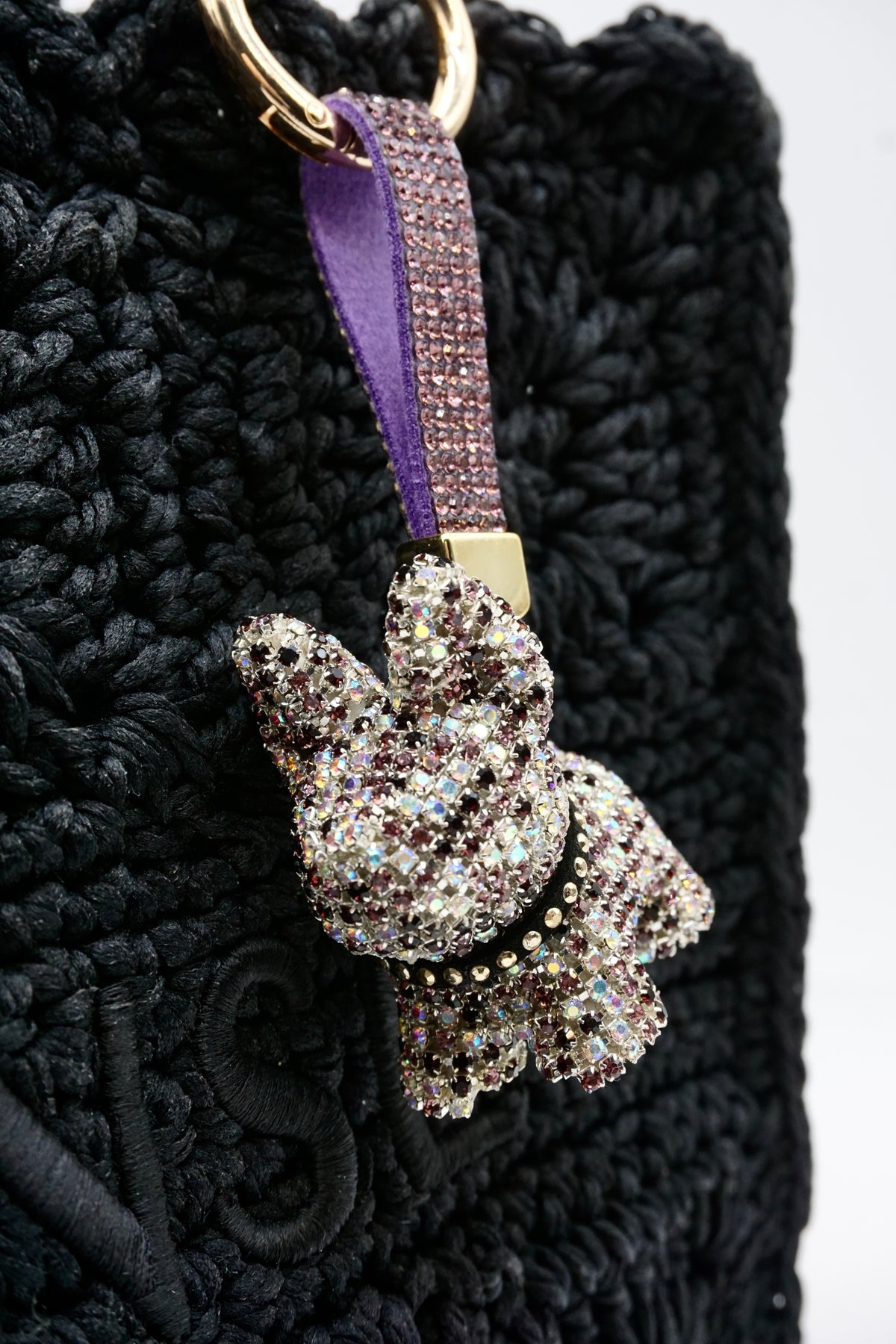Crystal diamond Puppy Charm Bag Charm Keychain