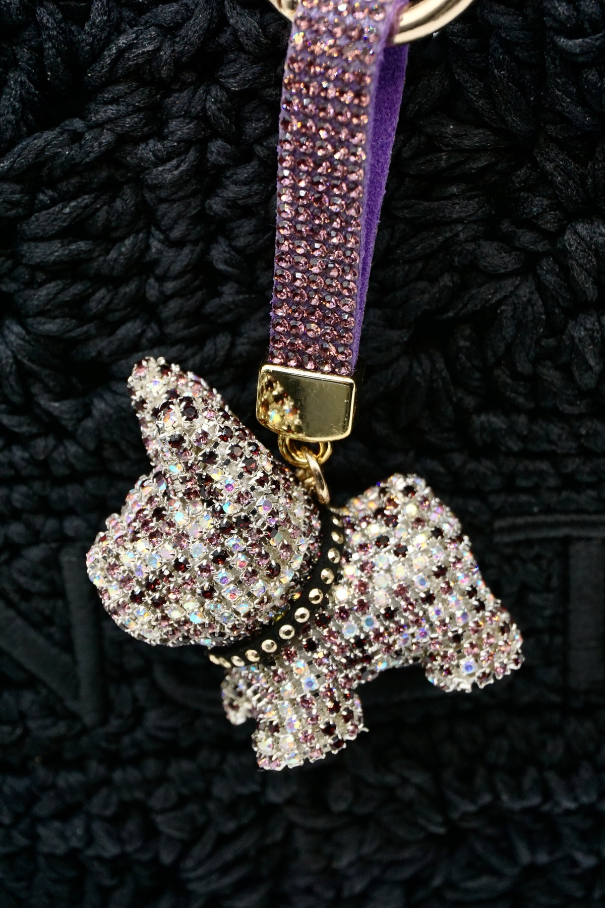 Crystal diamond Puppy Charm Bag Charm Keychain