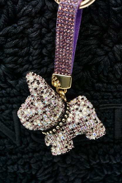 Crystal diamond Puppy Charm Bag Charm Keychain