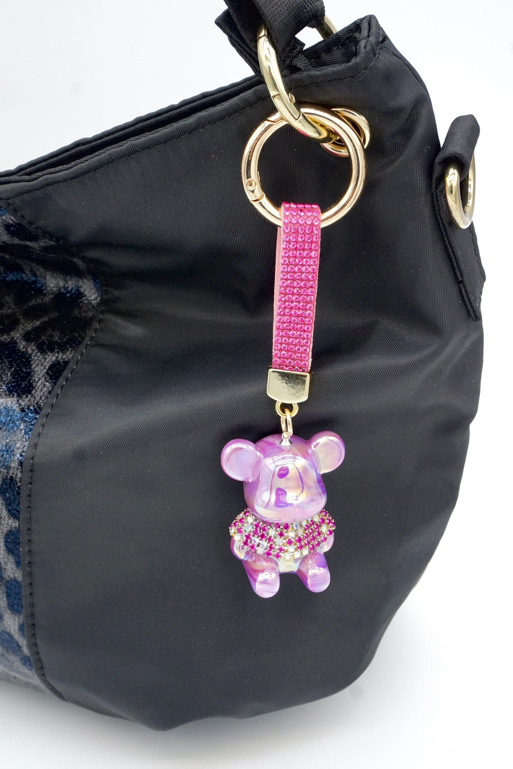 Iridescent Purple Crystal Bear Charm a mix of iridescent laser shine