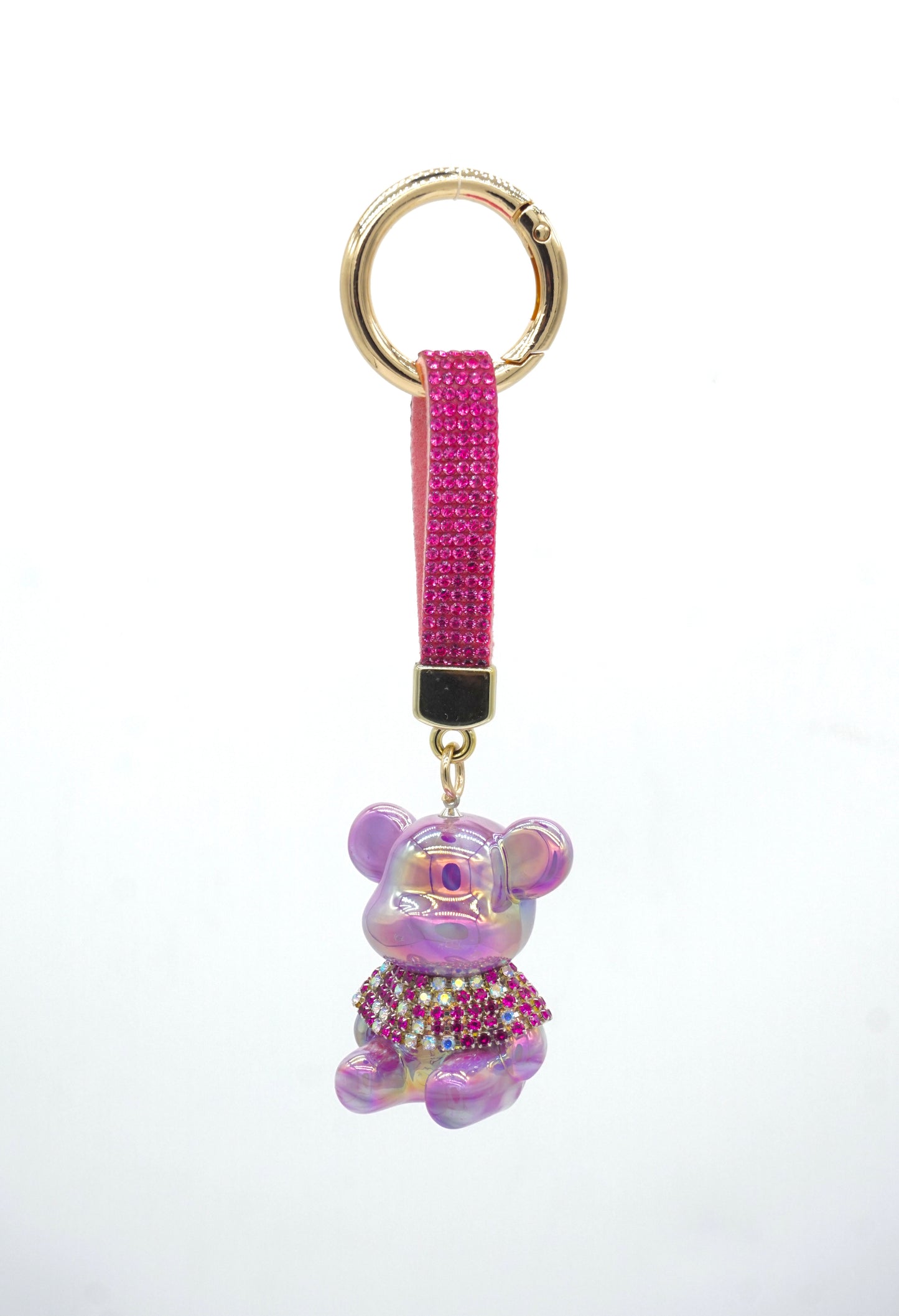 Iridescent Purple Crystal Bear Charm a mix of iridescent laser shine