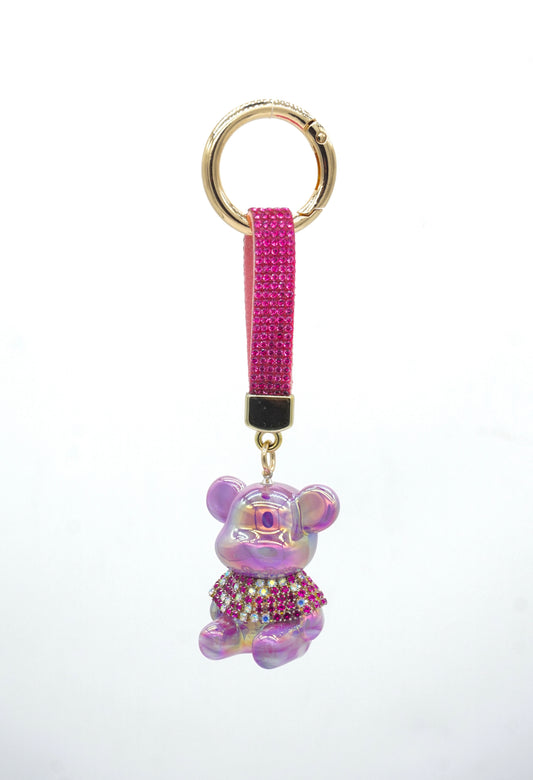 Iridescent Purple Crystal Bear Charm a mix of iridescent laser shine