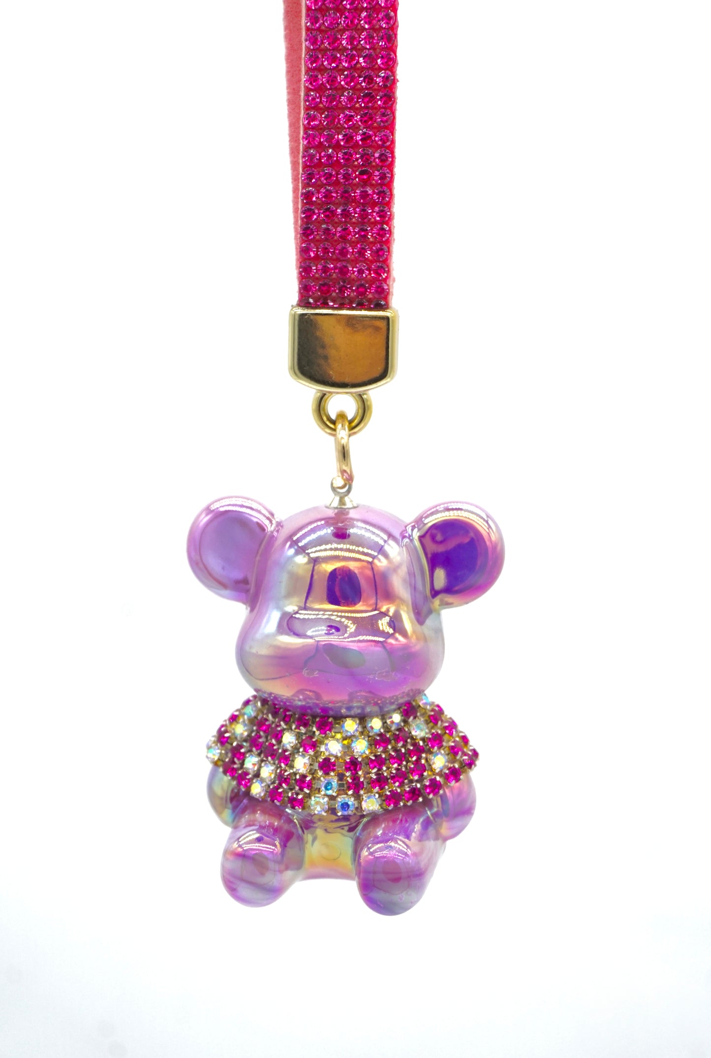 Iridescent Purple Crystal Bear Charm a mix of iridescent laser shine
