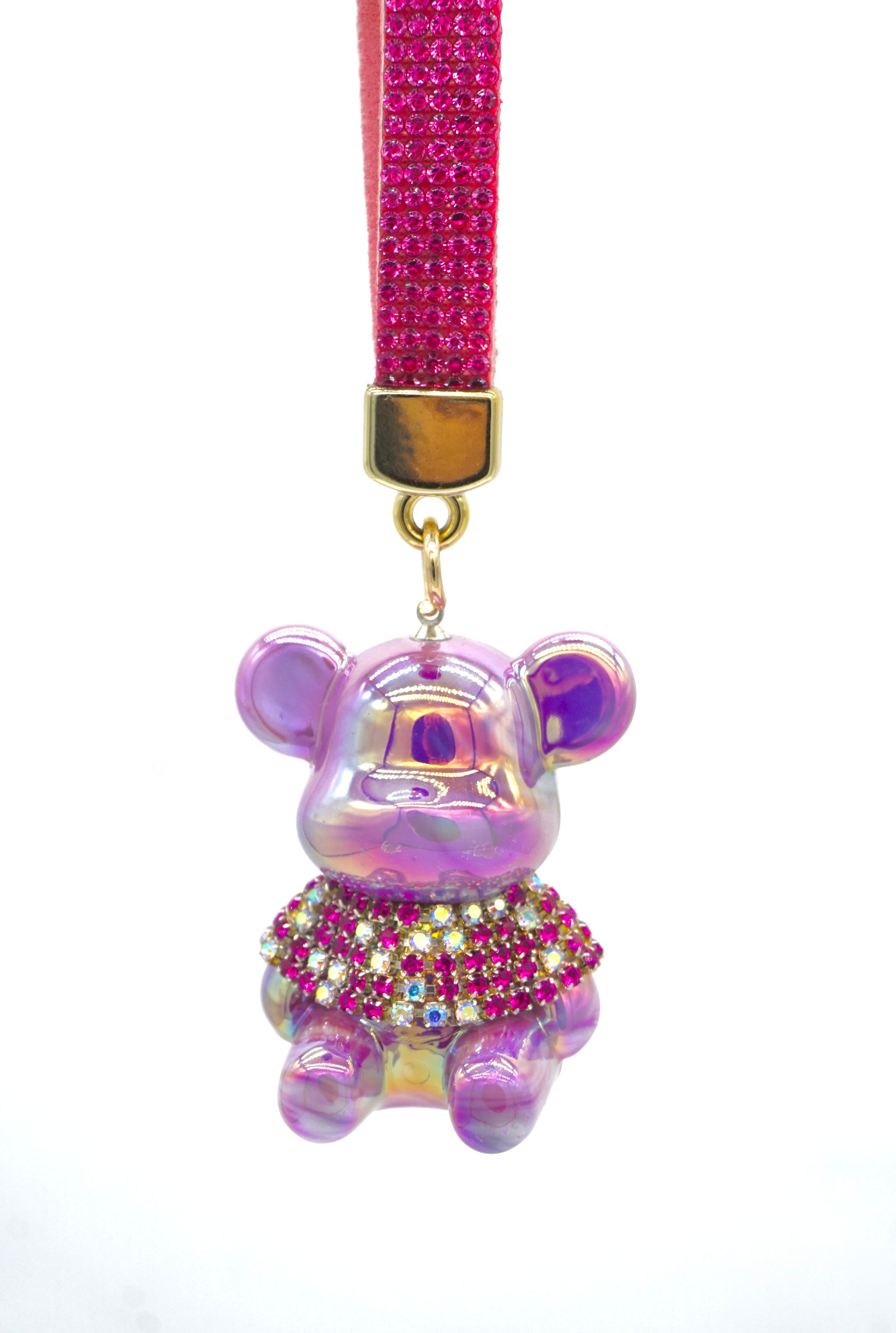 Iridescent Purple Crystal Bear Charm a mix of iridescent laser shine