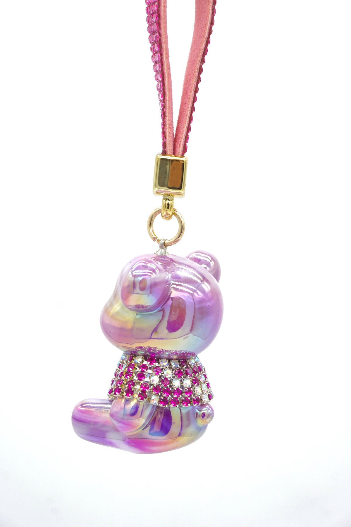 Iridescent Purple Crystal Bear Charm a mix of iridescent laser shine