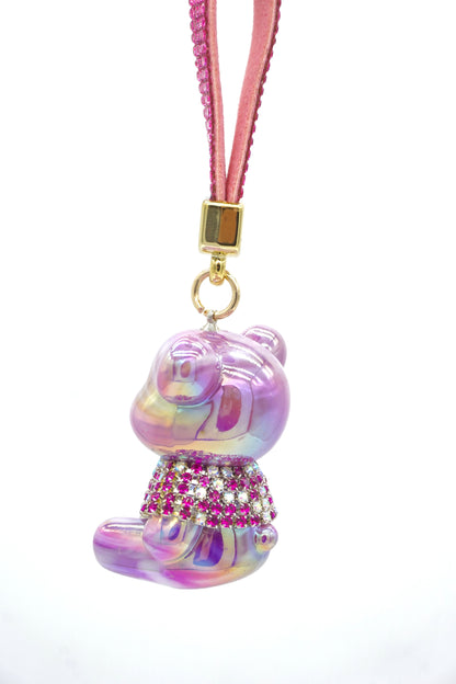 Iridescent Purple Crystal Bear Charm a mix of iridescent laser shine