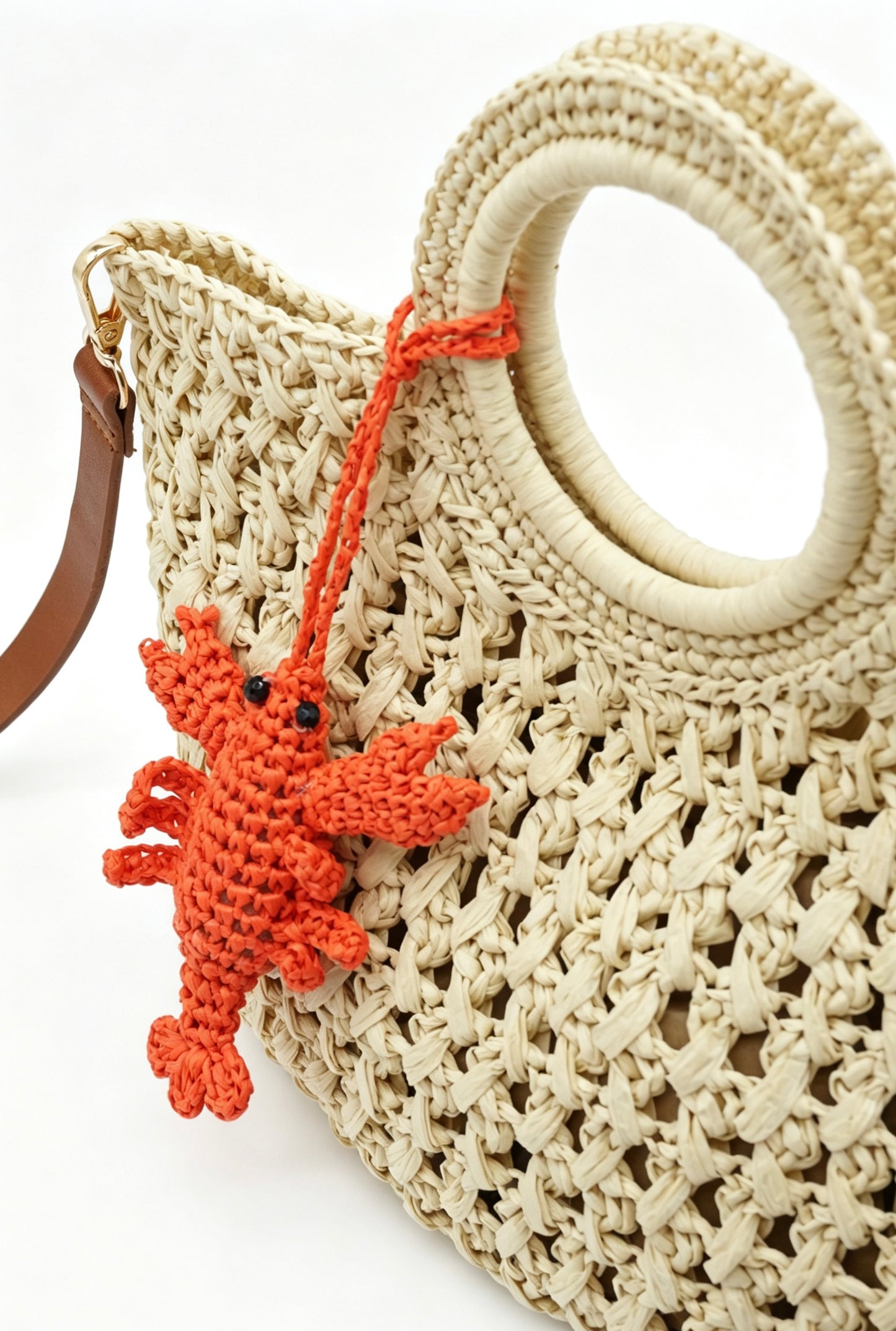 Open Weave Raffia Tote Bag - Crochet Lobster