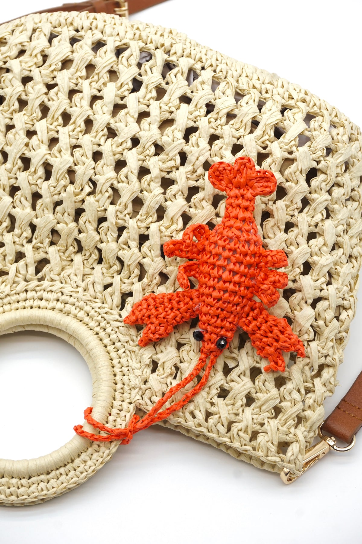 Open Weave Raffia Tote Bag - Crochet Lobster
