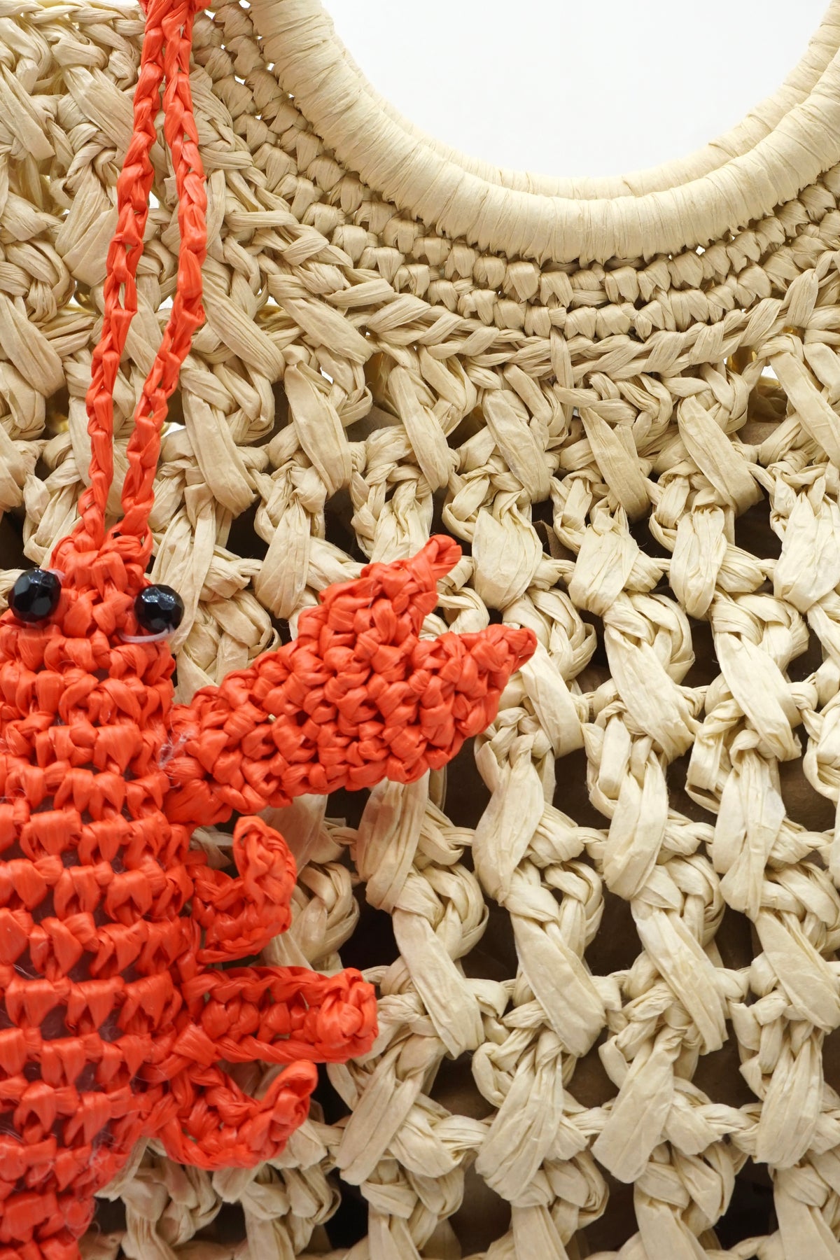 Open Weave Raffia Tote Bag - Crochet Lobster