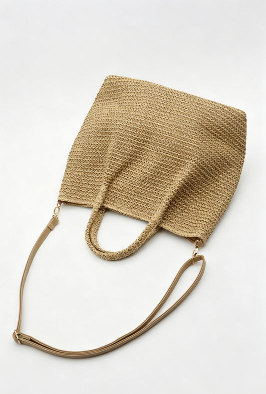 Handwoven Natural Raffia Straw Tote Bag, Large Summer Beach Market Shoulder Bag
