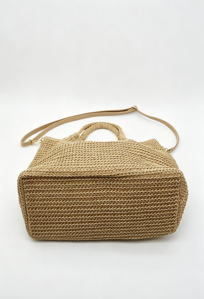 Handwoven Natural Raffia Straw Tote Bag, Large Summer Beach Market Shoulder Bag