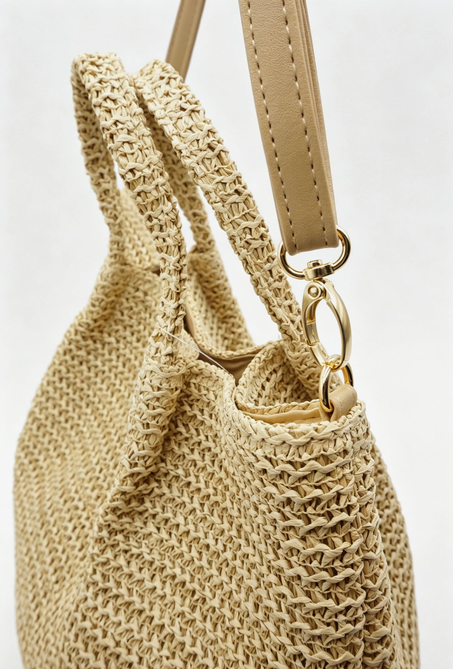 Handwoven Natural Raffia Straw Tote Bag, Large Summer Beach Market Shoulder Bag