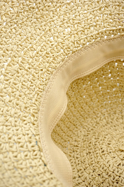 Hand Crochet Raffia Bucket Hat – Wide Brim Boho Summer Sun Protection