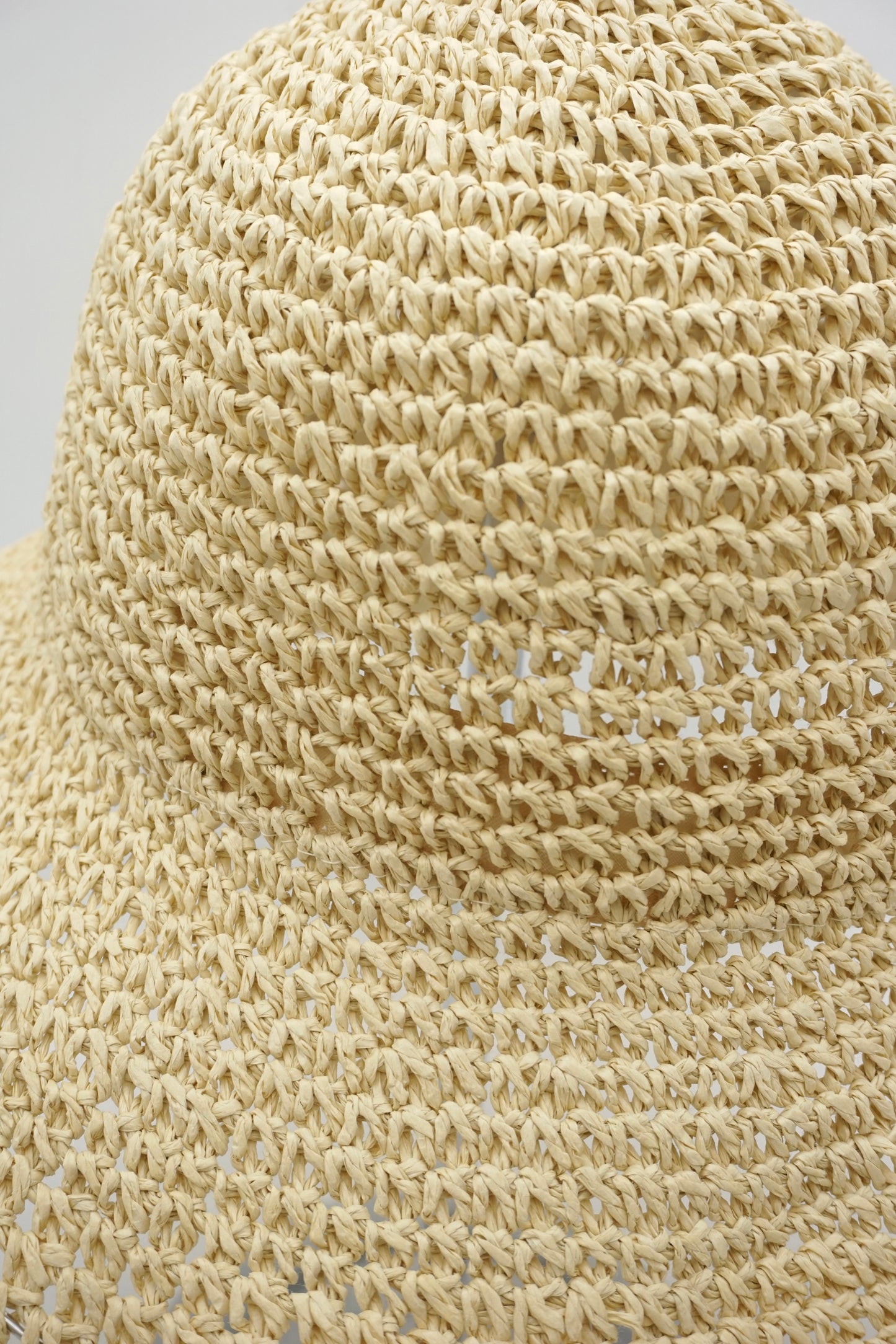 Hand Crochet Raffia Bucket Hat – Wide Brim Boho Summer Sun Protection