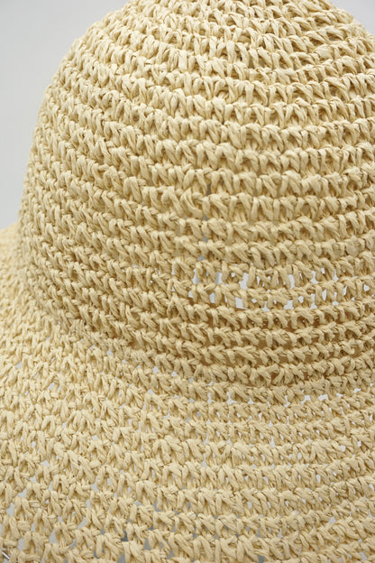 Hand Crochet Raffia Bucket Hat – Wide Brim Boho Summer Sun Protection