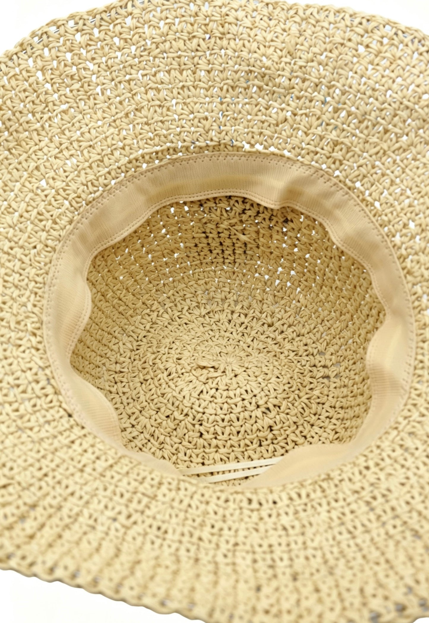 Hand Crochet Raffia Bucket Hat – Wide Brim Boho Summer Sun Protection