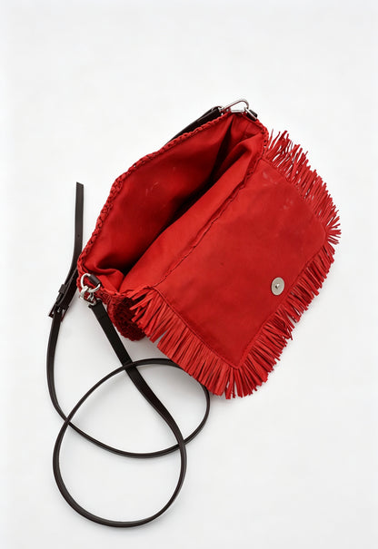 Fringe Straw Crossbody Clutch – Textured Woven Flap Purse – 3 Color Boho Shoulder Handbag
