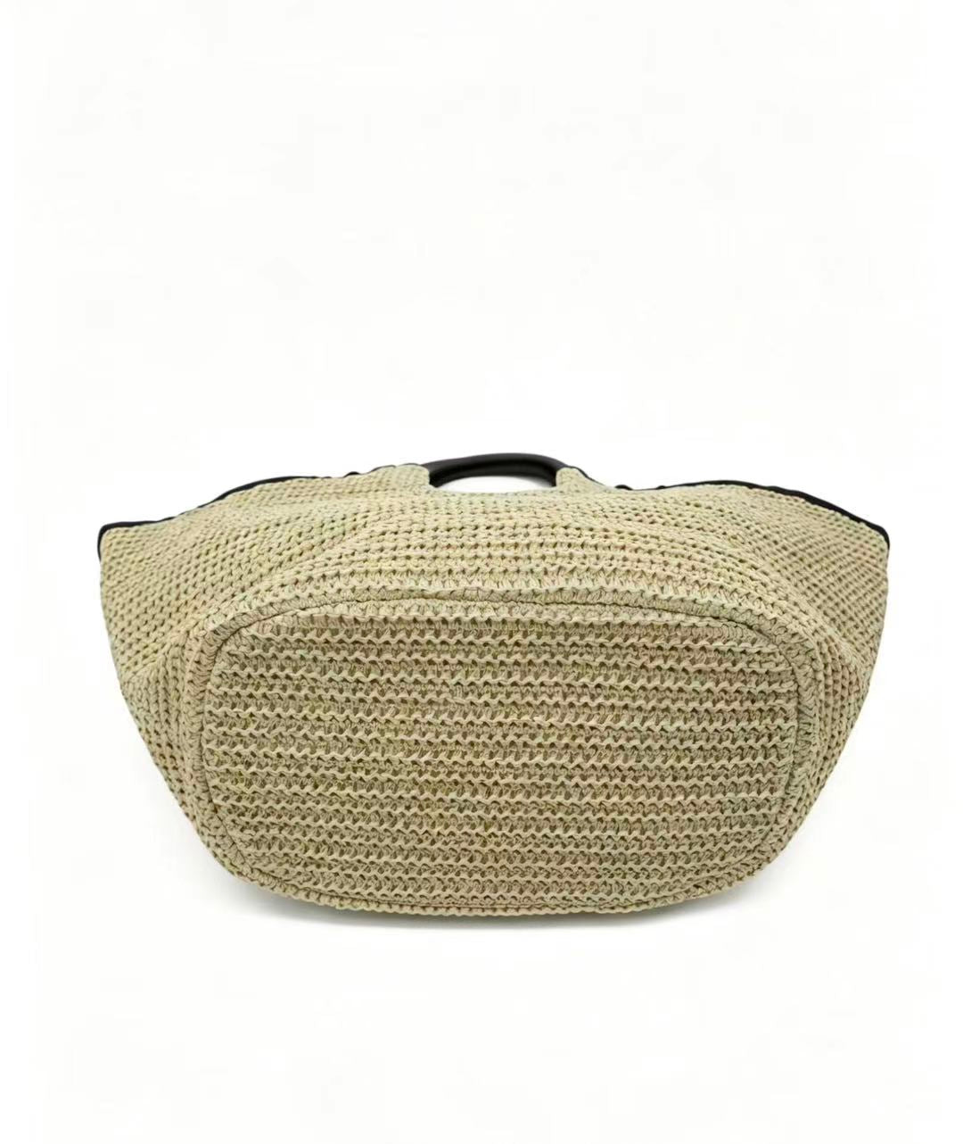 Handwoven Paper Straw Tote Bag | Ring Handle, Crossbody Summer Market Handbag